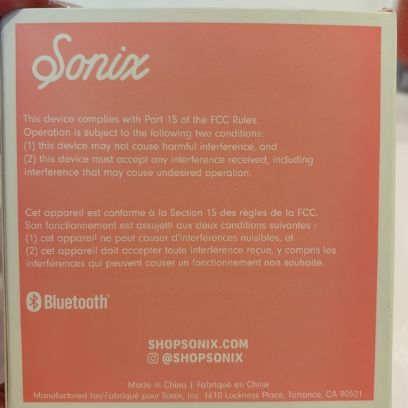 Sonix Bluetooth Speaker, USB charging cable, instruction manual, & wrist strap - Picture 3 of 7